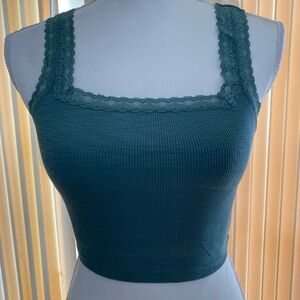 Aeropostale Teal Lace Trim Crop Top